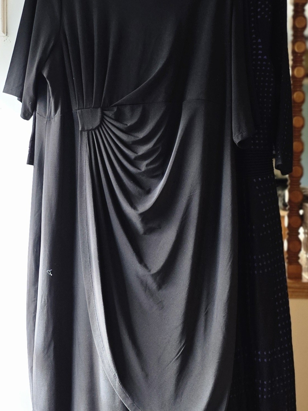 Signature Sadie Womens 22W Black Draped Short-Sleeve Dress